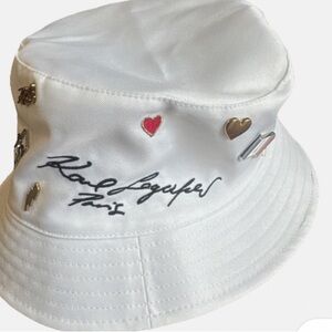 Karl Lagerfeld White Bucket Hat with Pins